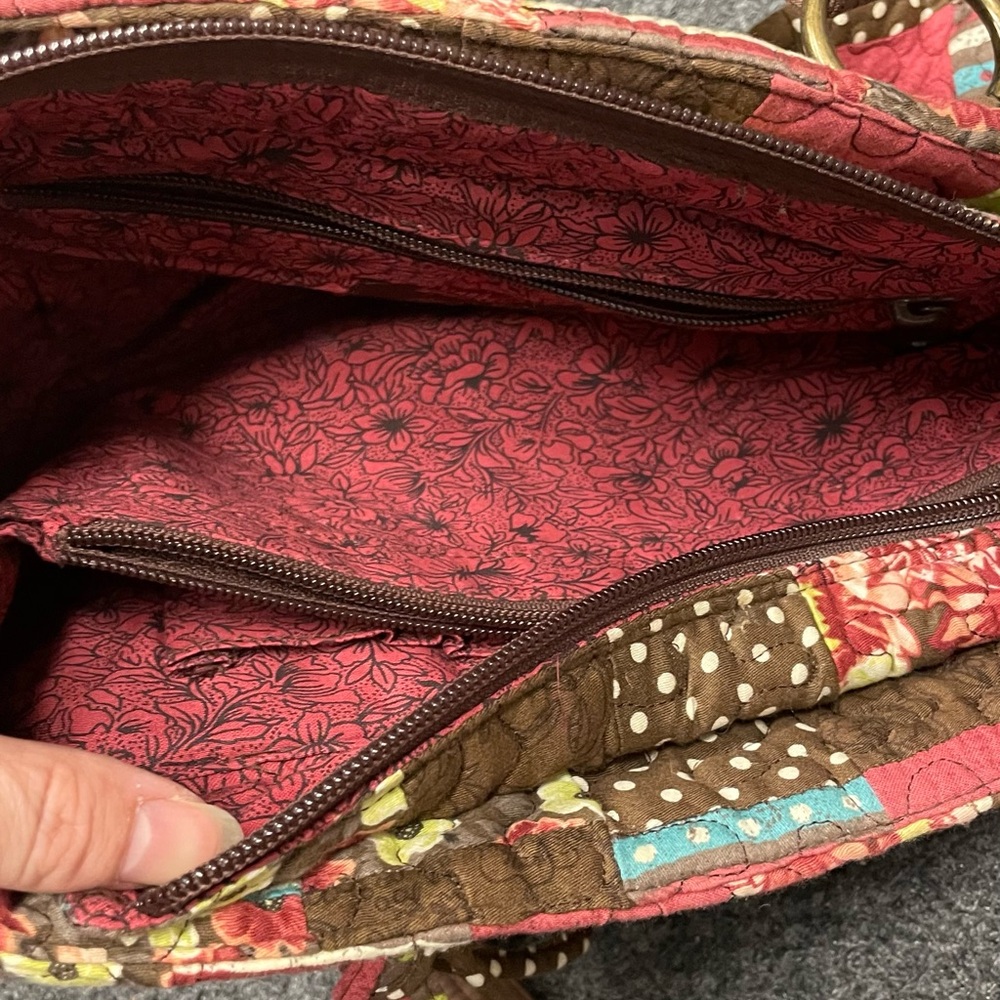 Vtg Donna Sharp Quilted Patchwork Handbag Pink Br… - image 3